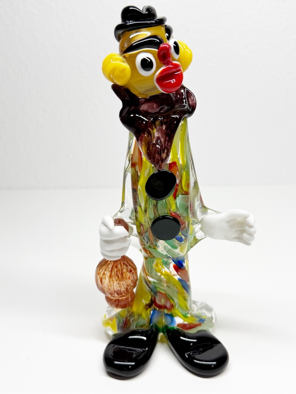 Vintage Venetian Italy Murano Art Glass Hobo Clown Figurine
